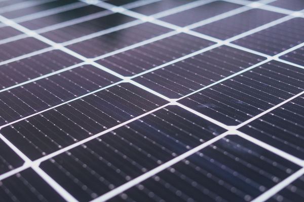 Close-up of the cells on a solar panel
